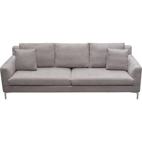 Seattle Loose Back Sofa in Grey Polyester Fabric w/ Polished Silver Metal Leg image