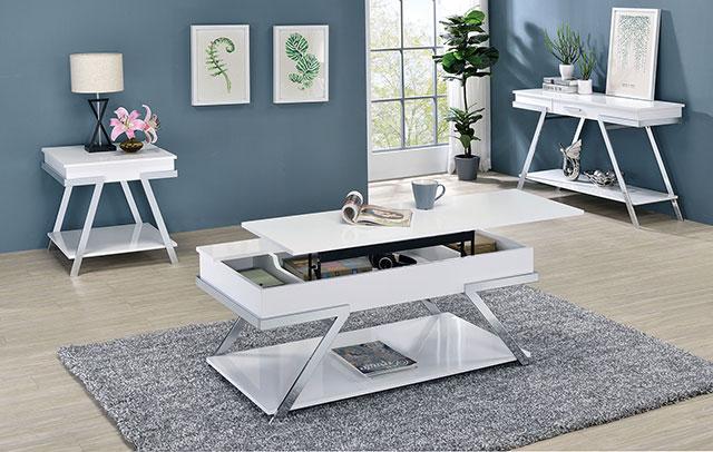 TITUS Coffee Table, White/Chrome