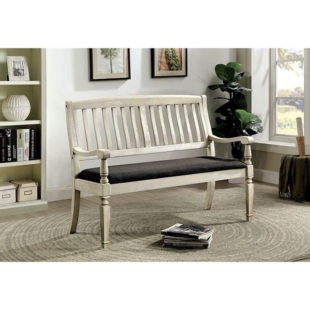 Georgia Antique White/Gray Love Seat Bench image