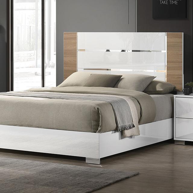 ERLANGEN Cal.King & E.King Bed, White/Natural