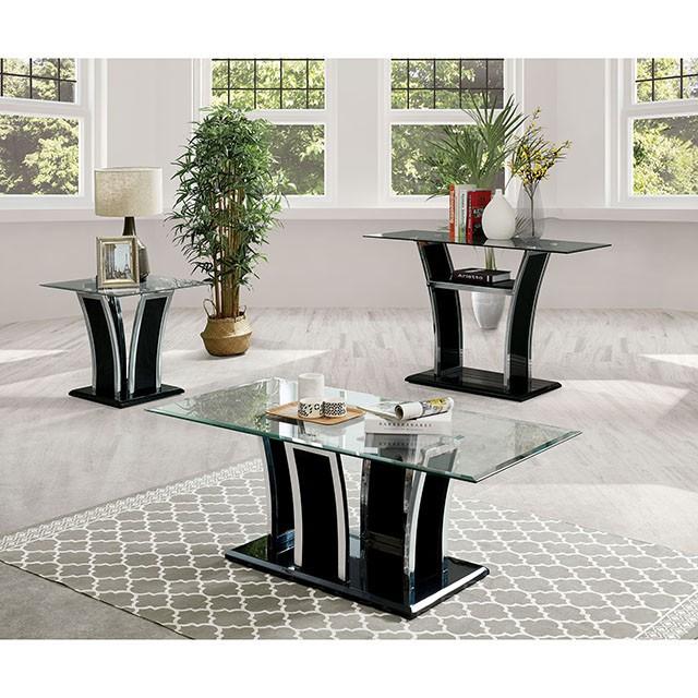 Staten Glossy Black/Chrome End Table