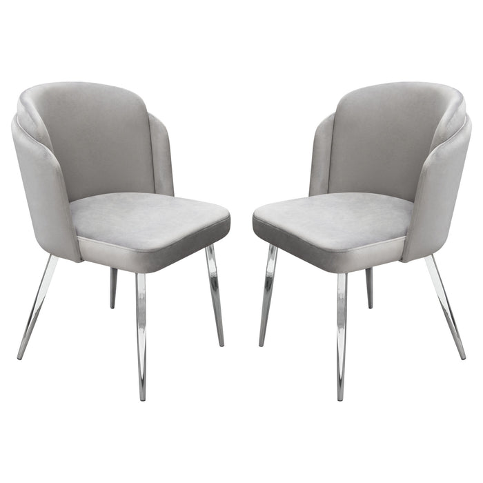 Grace Set of (2) Dining Chairs in Grey Velvet w/ Chrome Legs by Diamond Sofa image