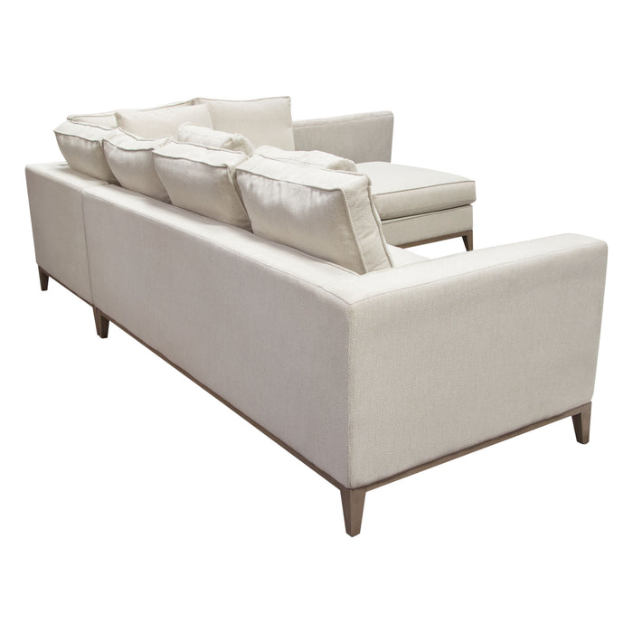 Haven RF 2PC Sectional in Cream Polyester Fabric w/ Loose Pillow Back & Wood Leg Accent by Diamond Sofa