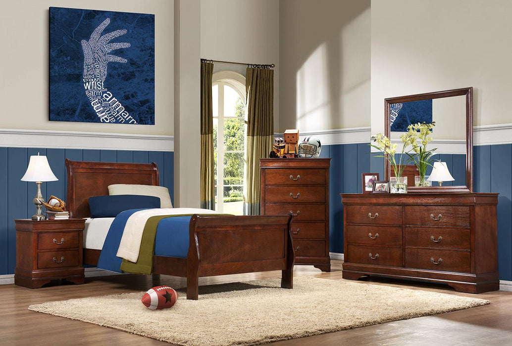 Homelegance Mayville Twin Sleigh in Brown Cherry 2147T-1