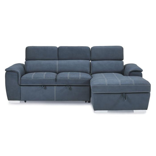 8228BU* - (2)2-Piece Sectional with Adjustable Headrests, Pull-out Bed and Right Chaise with Hidden Storage image