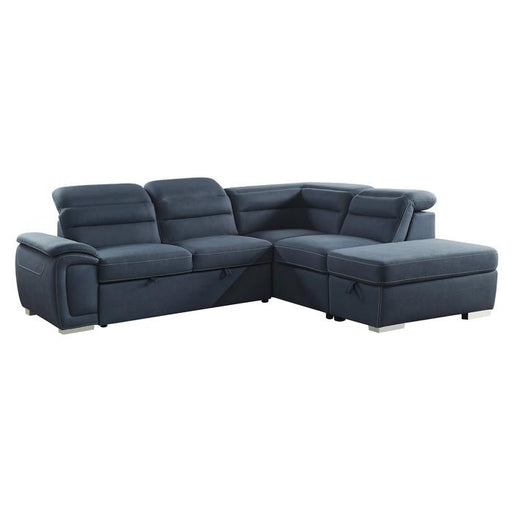 8277NBU* - (3)3-Piece Sectional with Adjustable Headrests, Pull-out Bed and Right Chaise with Storage Ottoman image