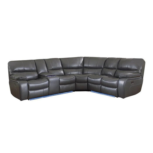 8480GRY*3SCPD - (3)3-Piece Power Reclining Sectional with Left Console, LED and USB Ports image