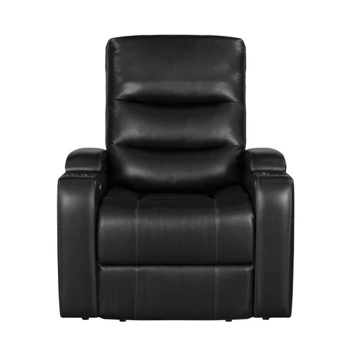 8559BLK-1PWH - Power Reclining Chair with Power Headrest, Receptacle, Cup-Holder Storage Arms and LED Light image
