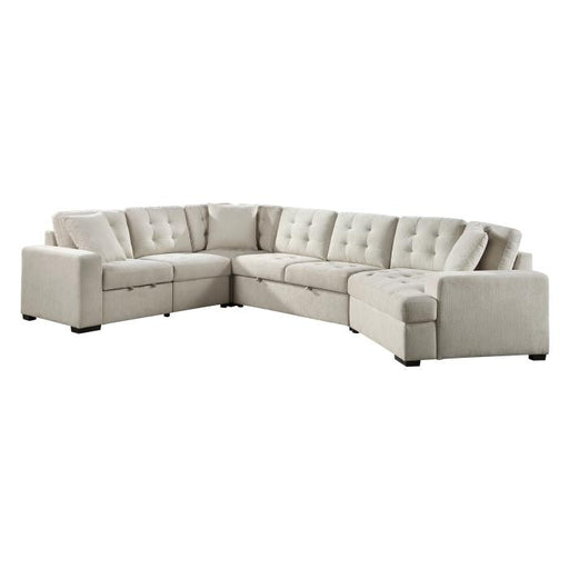 9401BEG*42LRU - (4)4-Piece Sectional with Pull-out Bed and Pull-out Ottoman image