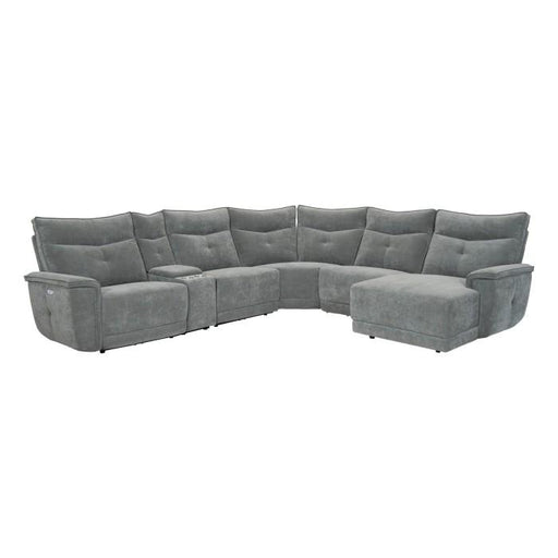 9509DG*6LRPWH5R - (6)6-Piece Modular Power Reclining Sectional with Power Headrests, Right Chaise and USB Ports image