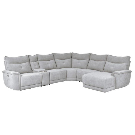 9509MGY*6LRPWH5R - (6)6-Piece Modular Power Reclining Sectional with Power Headrests, Right Chaise and USB Port image