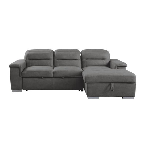 9808SGY*SC - (2)2-Piece Sectional with Adjustable Headrests, Pull-out Bed and Right Chaise with Hidden Storage image
