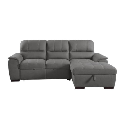 9858GY*SC - (2)2-Piece Sectional with Pull-out Bed and Right Chaise with Hidden Storage image