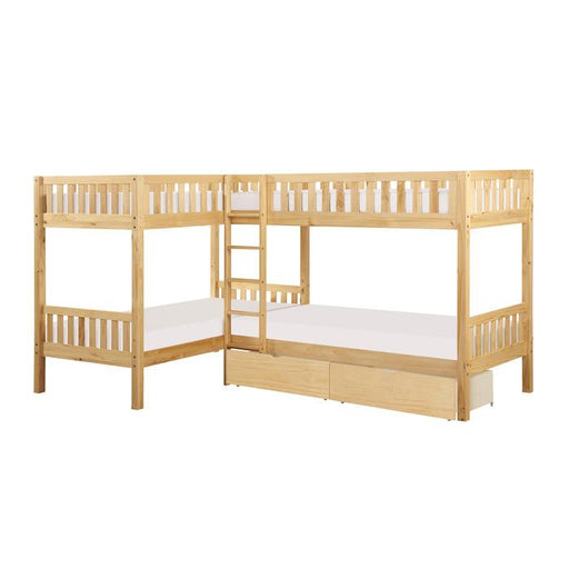 B2043CN-1T* - (4) Corner Bunk Bed with Storage Boxes image