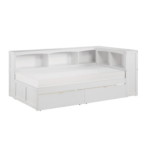 B2053BCW-1BCT* - (4) Twin Bookcase Corner Bed with Storage Boxes image