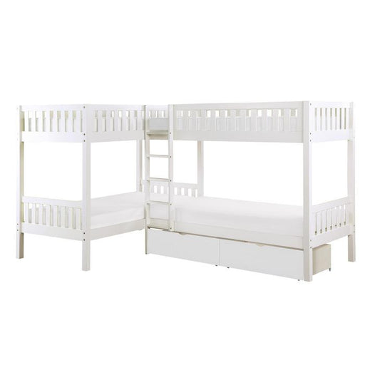 B2053CNW-1T* - (4) Corner Bunk Bed with Storage Boxes image