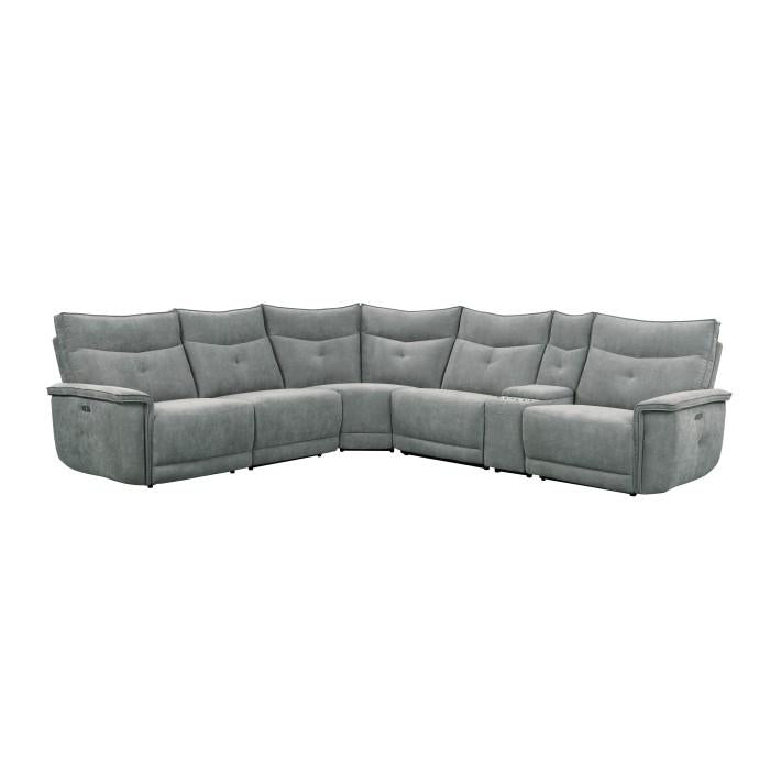 9509DG6LRRRPWH - (6)6-Piece Modular Power Reclining Sectional with Power Headrests and USB Ports image