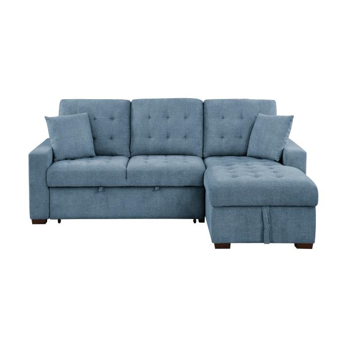 9816BU2LLRC - (2)2-Piece Sectional with Right Chaise, Pull-out Bed and Hidden Storage image