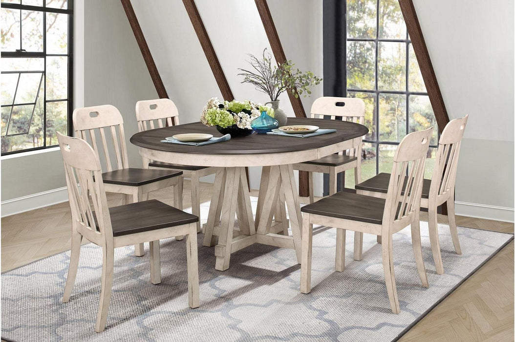 Clover Round Dining Table in White and Gray 5656-66