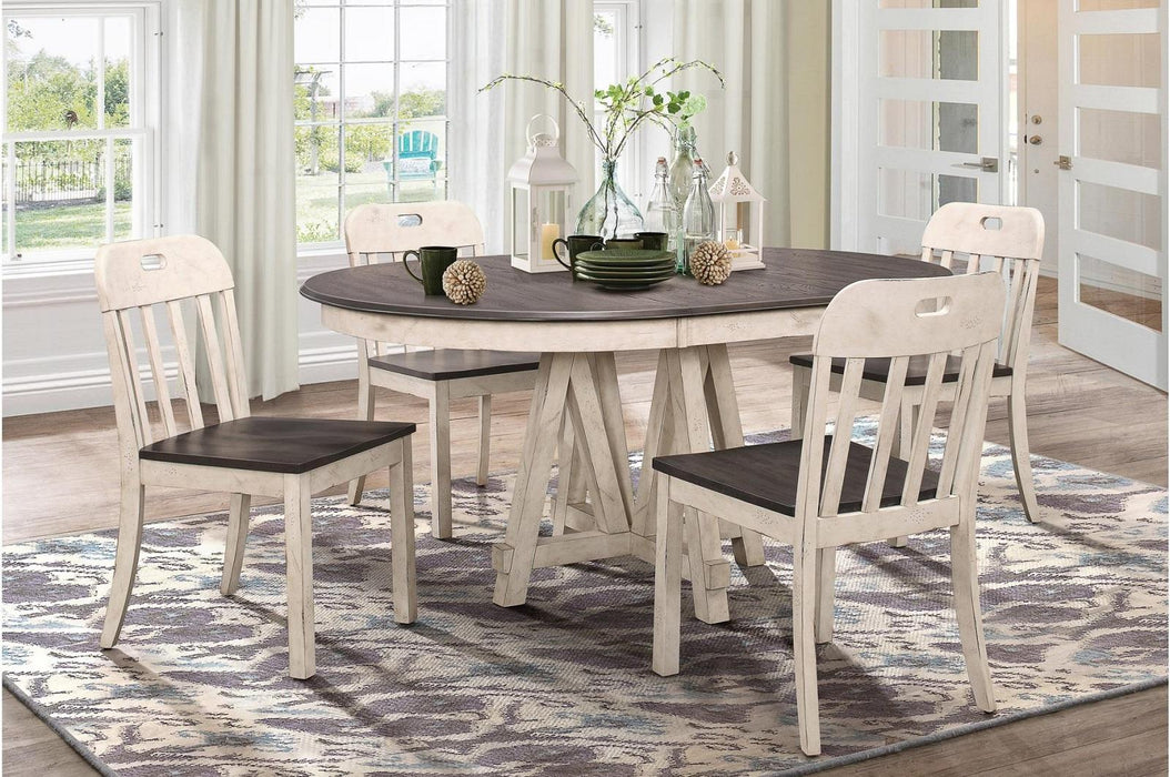 Clover Round Dining Table in White and Gray 5656-66