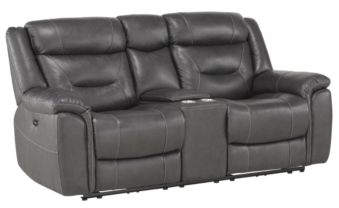 Danio Power Double Reclining Loveseat with Power Headrests in Dark Gray 9528DGY-2PWH