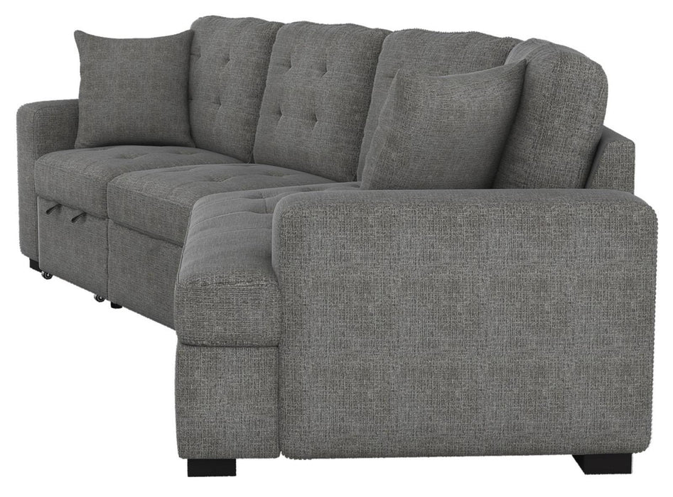 Logansport Right Side Cuddler with 1 Pillow in Gray 9401GRY-RU