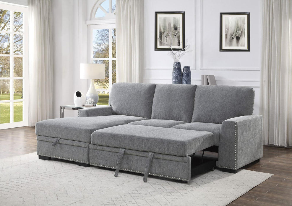 Morelia 2pc Sectional with Pull Out Bed and Left Chaise in Dark Gray 9468DG2LC2R