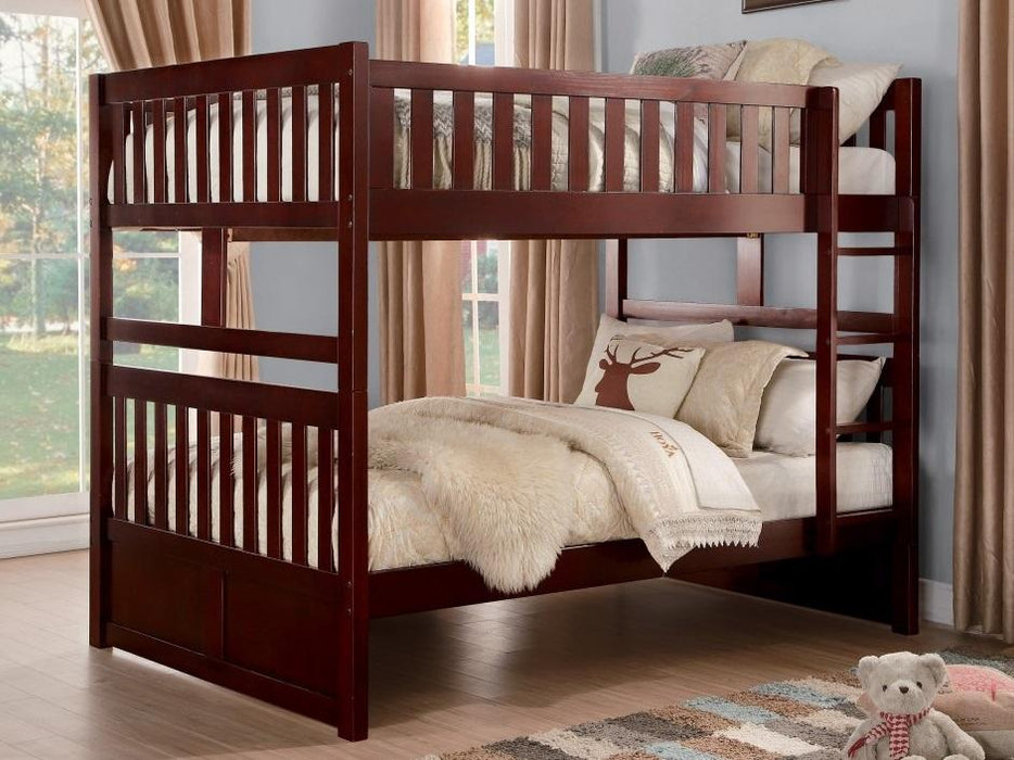 Rowe Full/Full Bunk Bed in Dark Cherry B2013FFDC-1