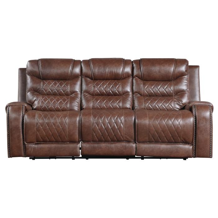 Putnam Double Reclining Sofa with Drop-Down in Brown 9405BR-3