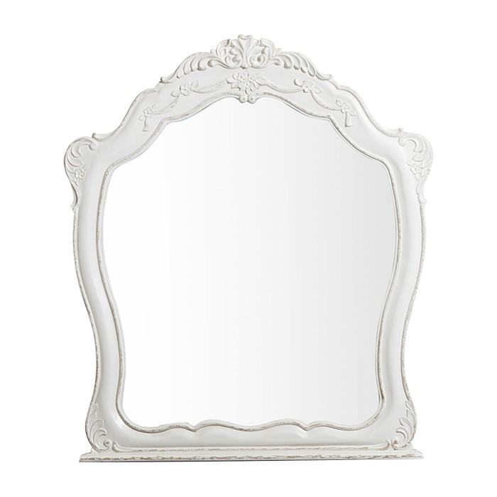 Cinderella Mirror in Antique White with Grey Rub-Through 1386NW-6