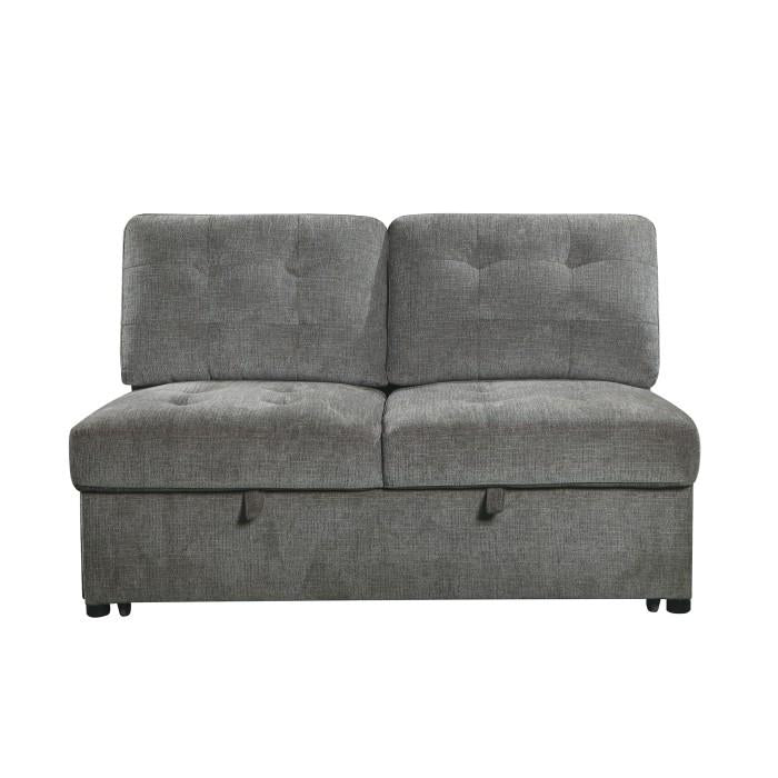 Logansport Armless 2-Seater with Pull-out Bed in Gray 9401GRY-2A