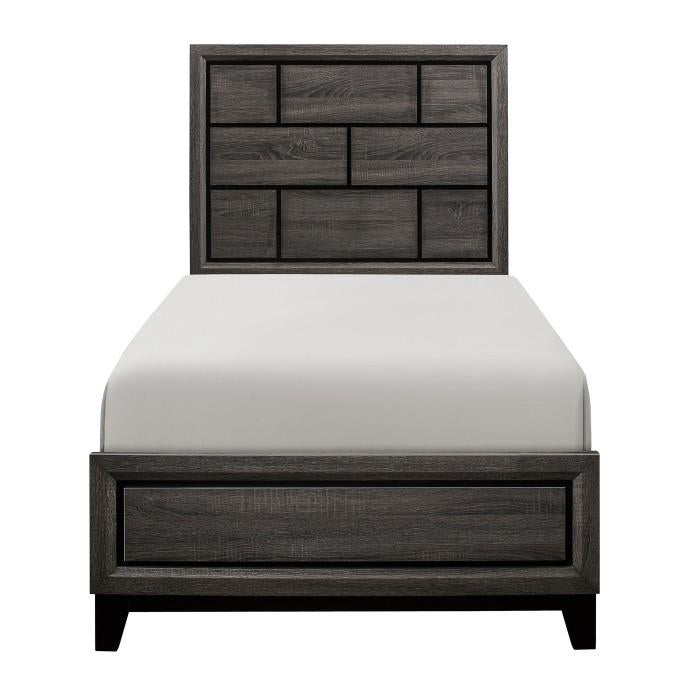 Davi Twin Panel Bed in Gray 1645T-1