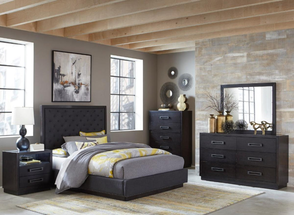 Larchmont Queen Upholstered Platform Bed in Charcoal 5424-1