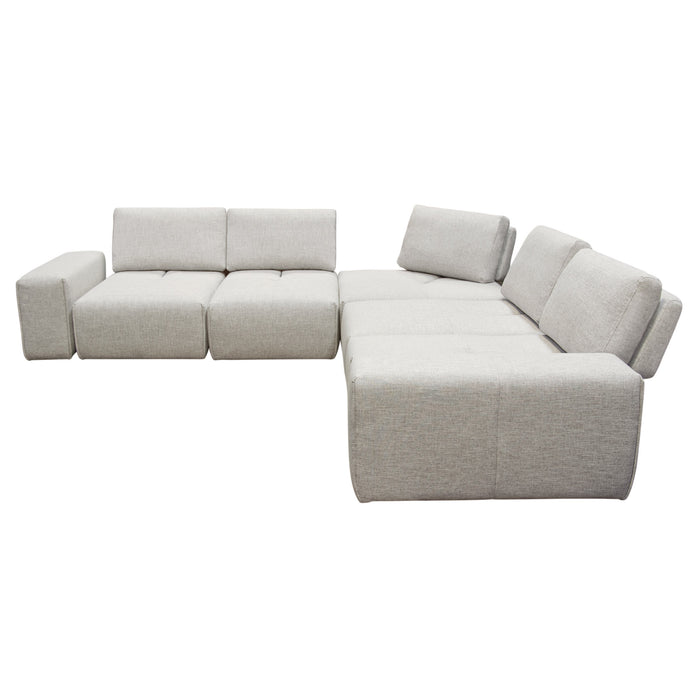 Jazz Modular 5-Seater Corner Sectional with Adjustable Backrests in Light Brown Fabric by Diamond Sofa