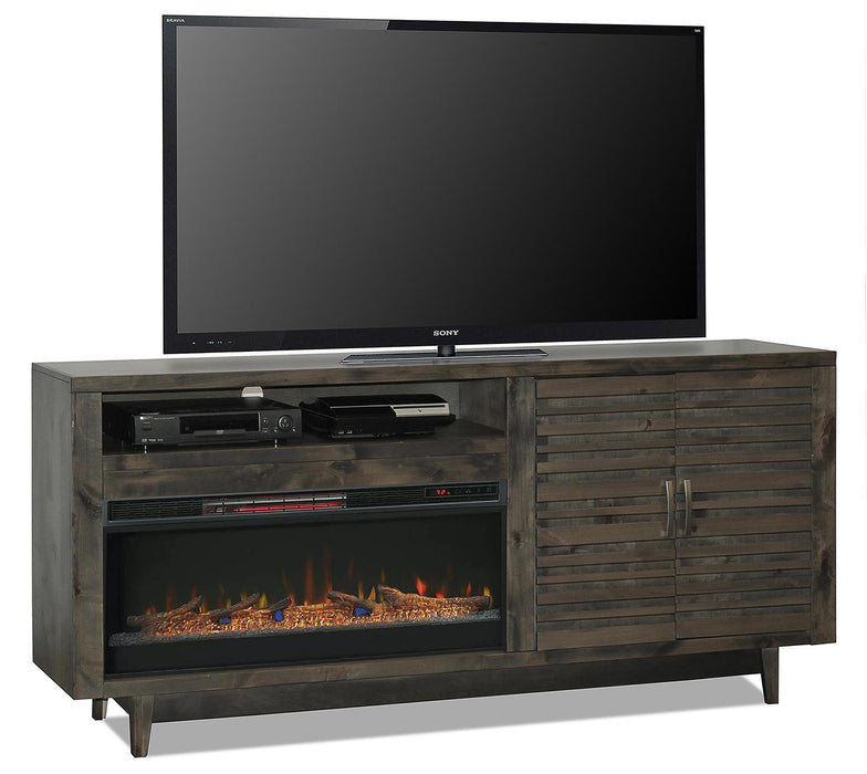 Legends Furniture Avondale 3pc Entertainment Wall with 84" Fireplace Console in Charcoal