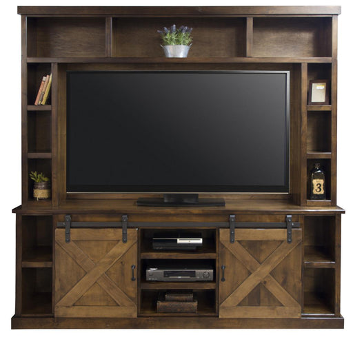 Legends Furniture Farmhouse 85" TV Console with Hutch in Aged Whiskey image