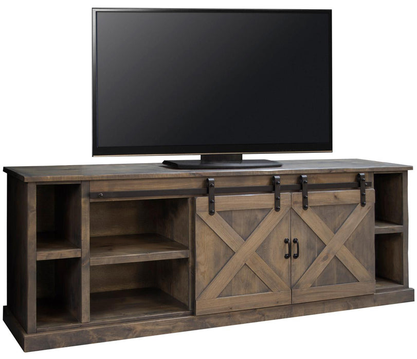 Legends Furniture Farmhouse 85" TV Console with Hutch in Barnwood