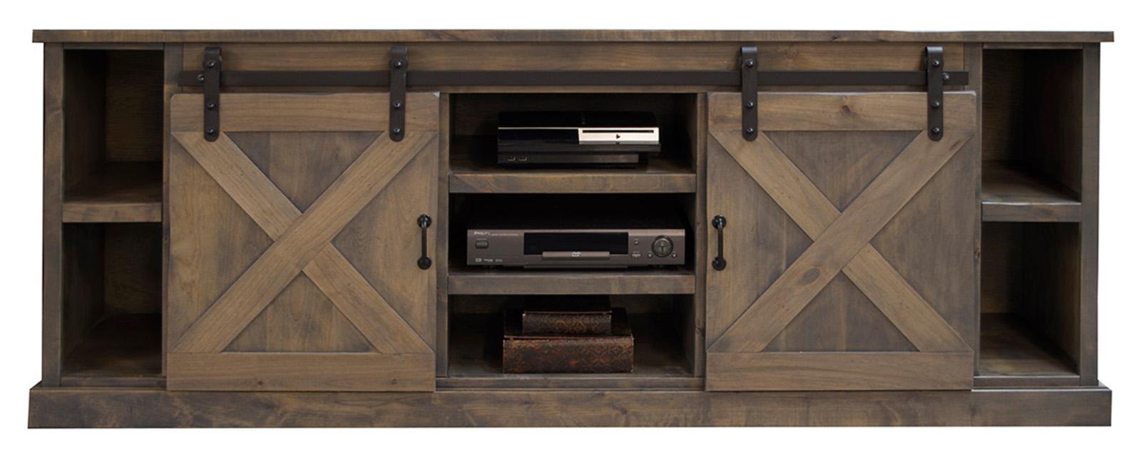 Legends Furniture Farmhouse 85" TV Console with Hutch in Barnwood