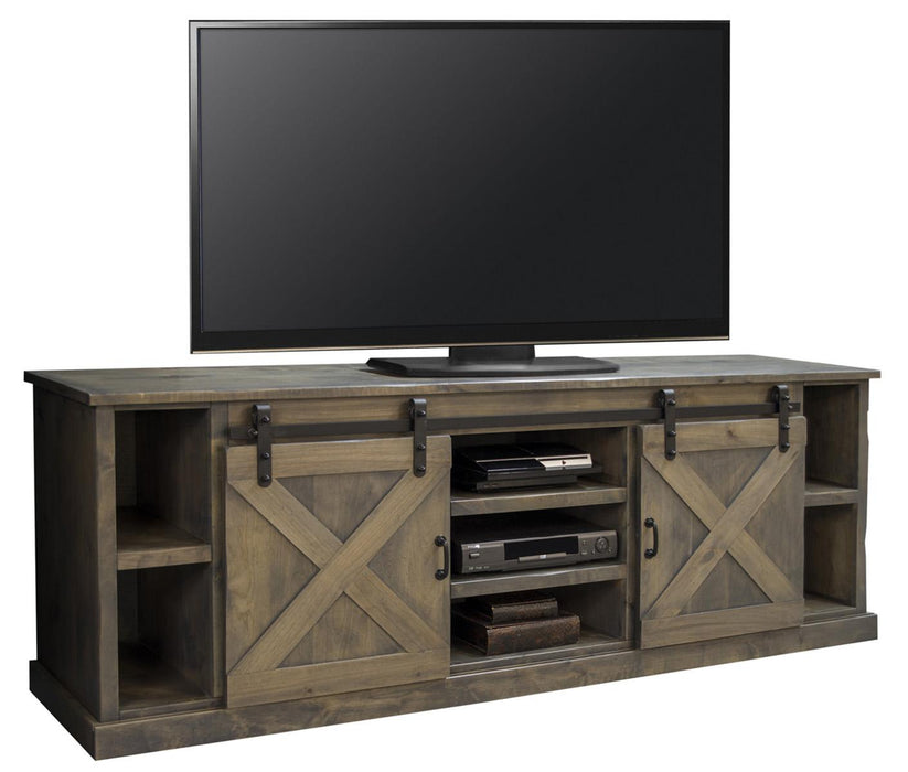 Legends Furniture Farmhouse 85" TV Console with Hutch in Barnwood