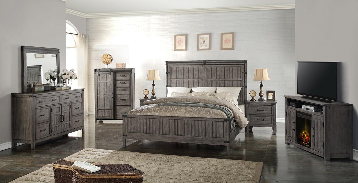 Legends Furniture Storehouse Queen Panel Bed in Smoked Grey