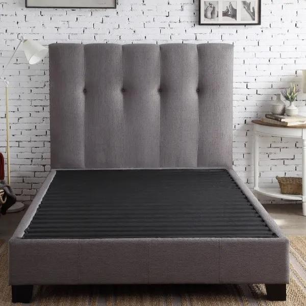 Legends Furniture Tufted Nailhead Queen Platform Bed in Grey