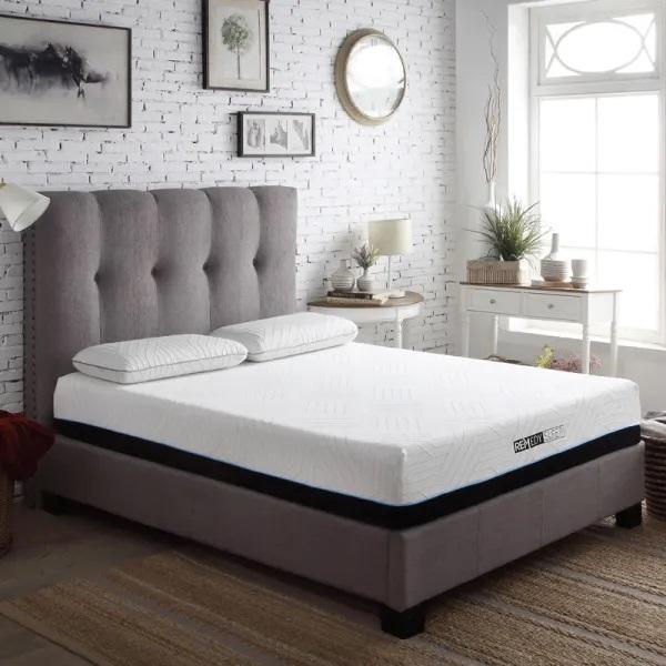 Legends Furniture Tufted Nailhead Queen Platform Bed in Grey