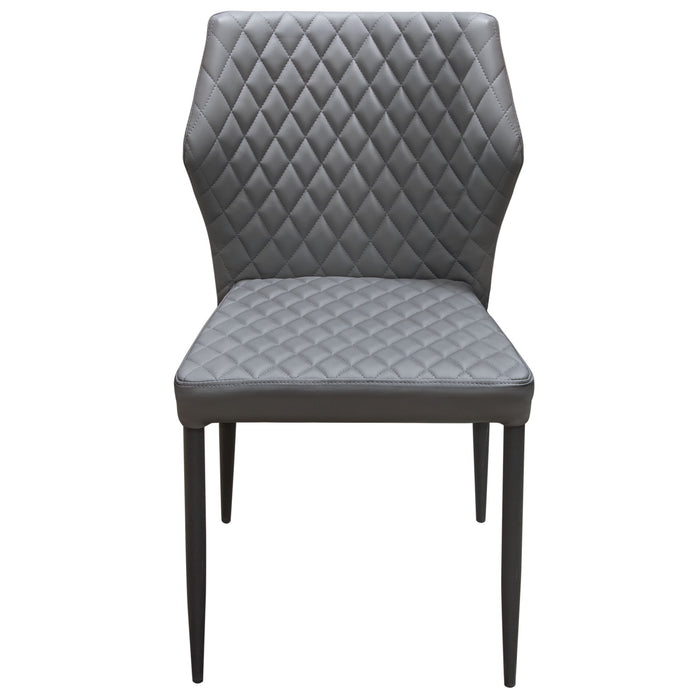 Milo 4-Pack Dining Chairs in Grey Diamond Tufted Leatherette with Black Powder Coat Legs by Diamond Sofa