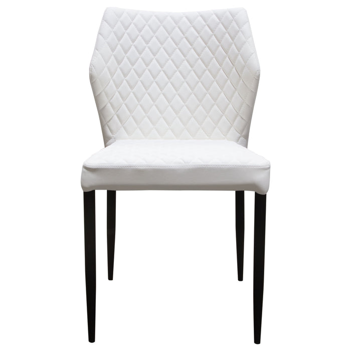 Milo 4-Pack Dining Chairs in White Diamond Tufted Leatherette with Black Powder Coat Legs by Diamond Sofa