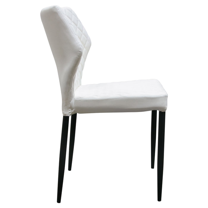 Milo 4-Pack Dining Chairs in White Diamond Tufted Leatherette with Black Powder Coat Legs by Diamond Sofa