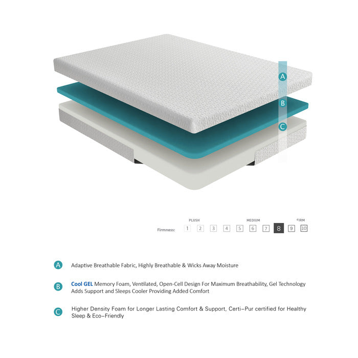 MT-G08Q - 8" Queen Gel-Infused Memory Foam Mattress
