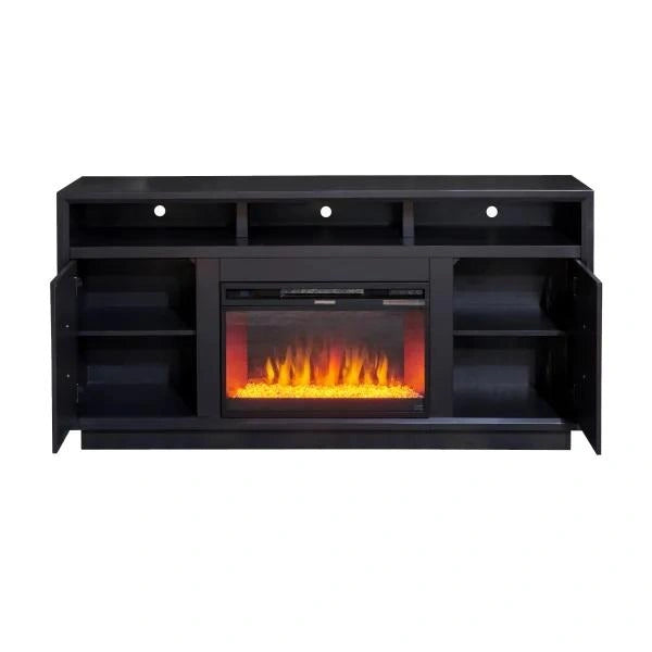 Legends Furniture Sunset 67" Fireplace Console in Seal Skin Black