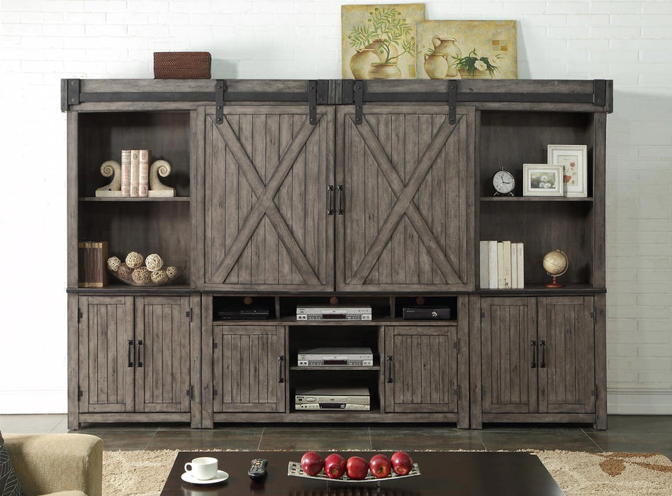 Legends Furniture Storehouse Entertainment Wall in Smoked Grey