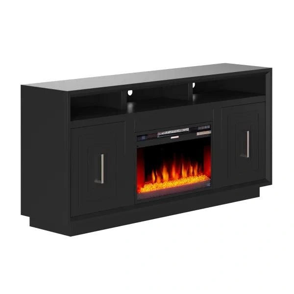 Legends Furniture Sunset 67" Fireplace Console in Seal Skin Black