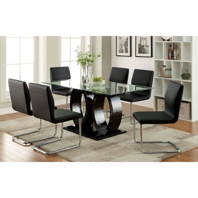 Lodia 7 Pc Dining Table Set Black